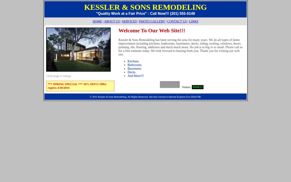 Before: dated contractor website