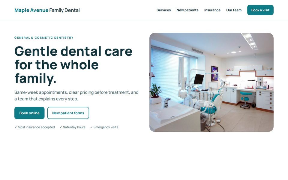 After: redesigned dental practice website
