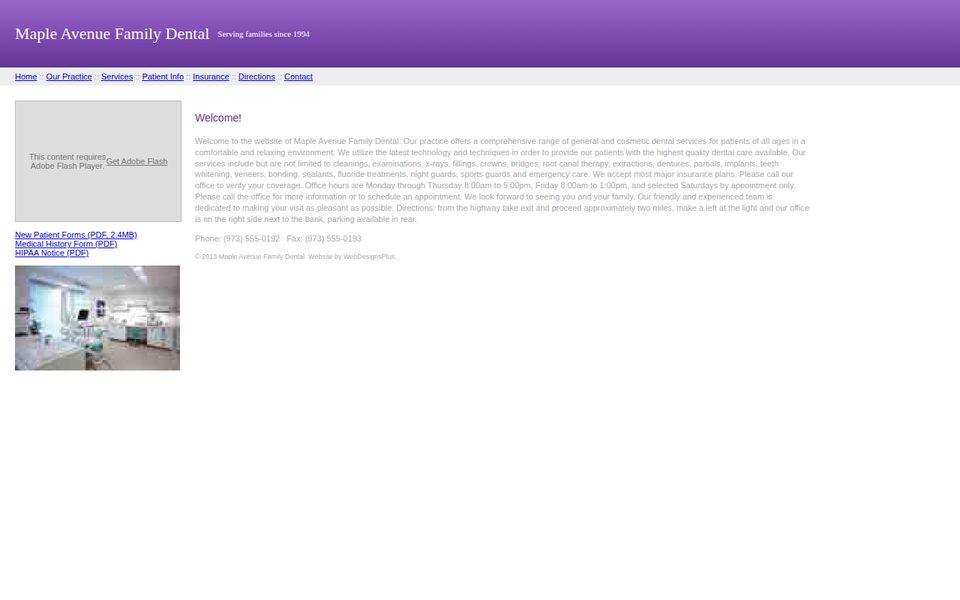 Before: dated dental practice website